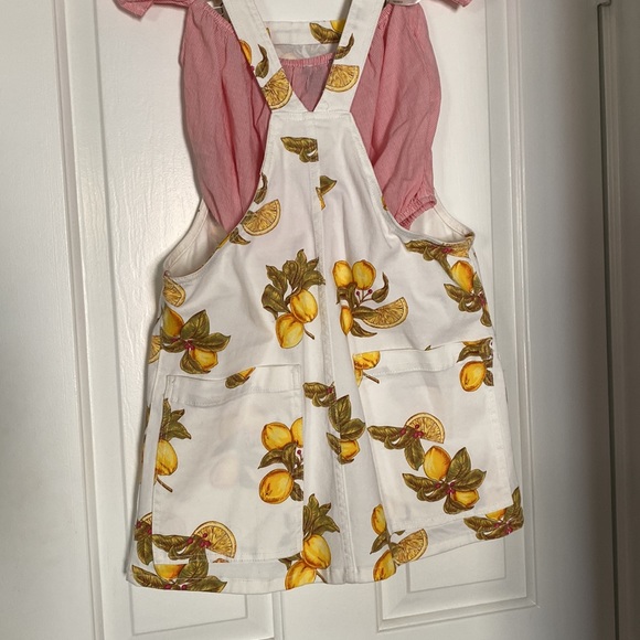 Lemon skirt overalls w/ red striped crop top - Picture 5 of 6